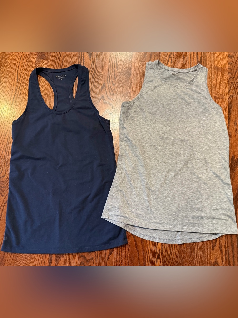 Athleta Women's Size M Racerback Active Tank Top Set of 2 - Navy Blue & Gray